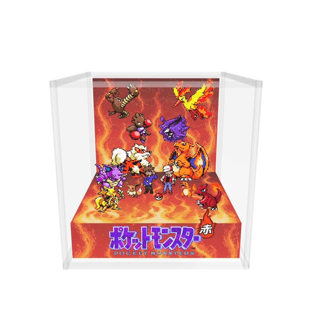 Red Pokemon inspired case version memory diorama cube 3D model